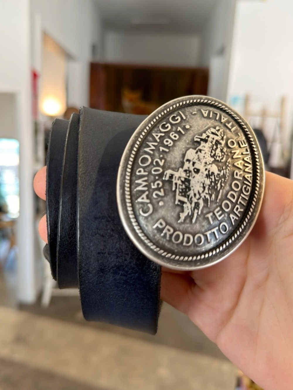 Campomaggi Leather Belt in Blue